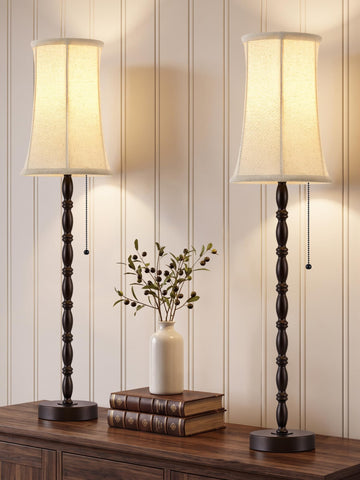 Buffet Lamps Set of 2 - 28" Tall Lamp Table Lamps, Brown