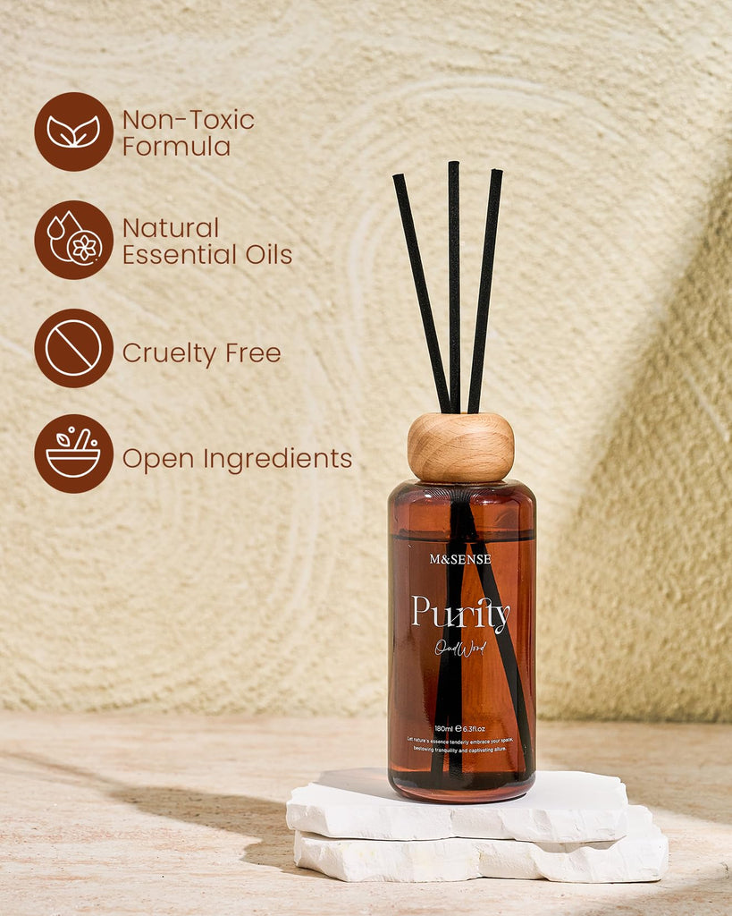 Reed Diffuser Set, Oud Wood, 6.3 oz Natural Essential Oil