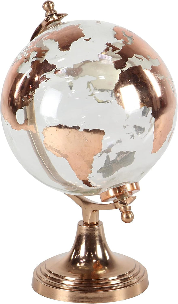 Aluminum Globe with Tiered Base, 9" x 8" x 13", Copper