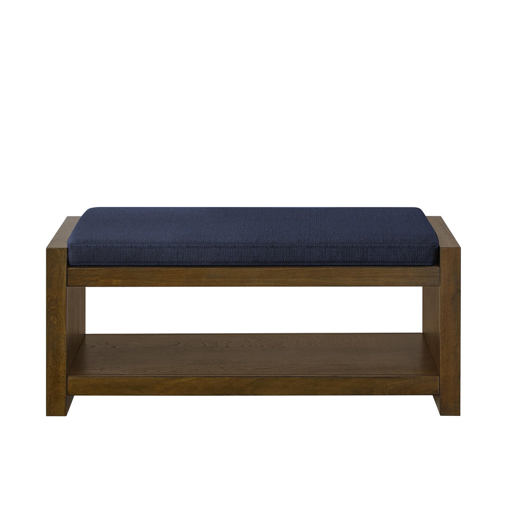 Shoe Storage Bench, 2-Tier Farmhouse Entryway Benches with Removable Cushion, Wooden Upholstered End of Bed Seat