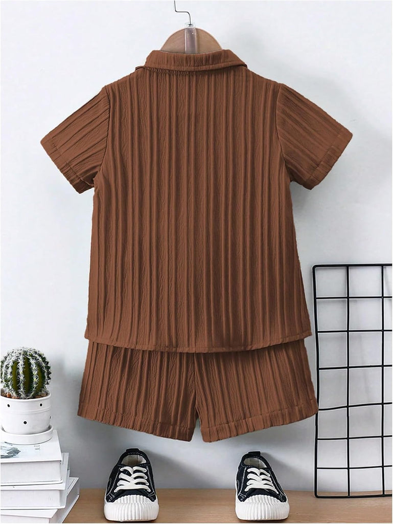 Boy's Fashion Summer Outfits Button Down Shirt and Shorts Set