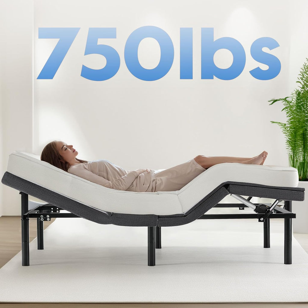 Queen Size Adjustable Bed Frame, Electric Base, Head & Foot Incline