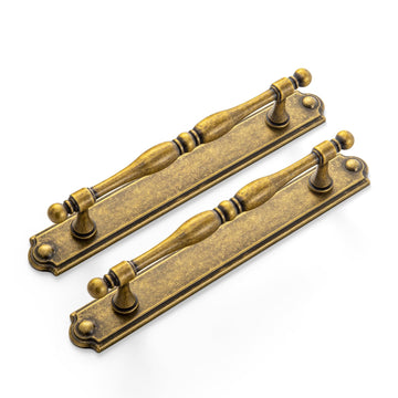 2Pack Antique Brass Cabinet Pulls with Backplate 5" Hole Center