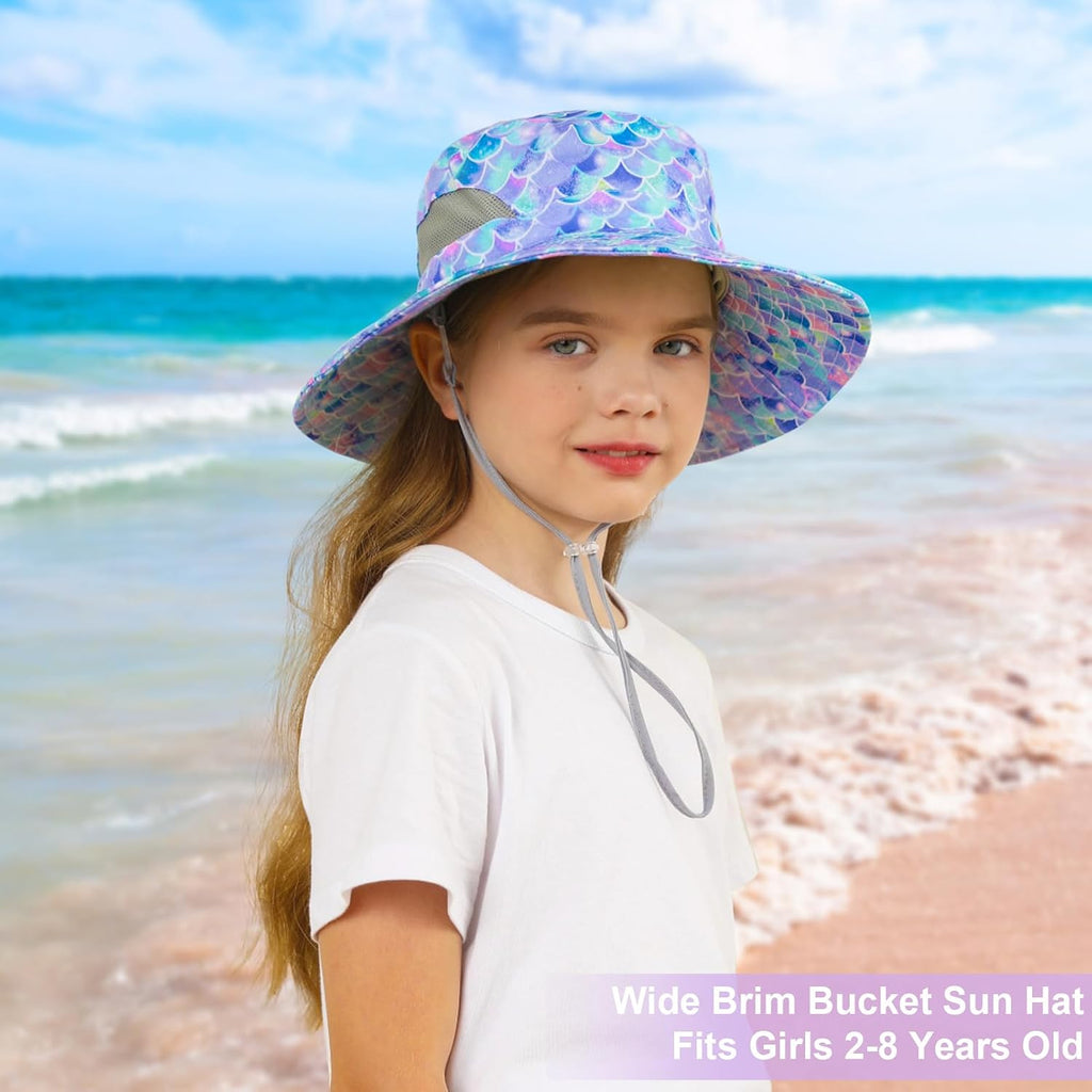 Kids Sun Hat, UPF 50+ Girls Beach Hat for Toddler Kids