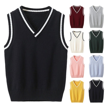 Sweater,Kids Vest Boys,Sweater Vest for Girls Boys V Neck Sleeveless Knit Tops Teens Trendy Casual Fall Pullover Cute