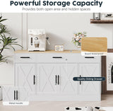 Buffet Cabinet with Storage, Farmhouse Storage Cabinet with 4 Doors and 3 Drawers