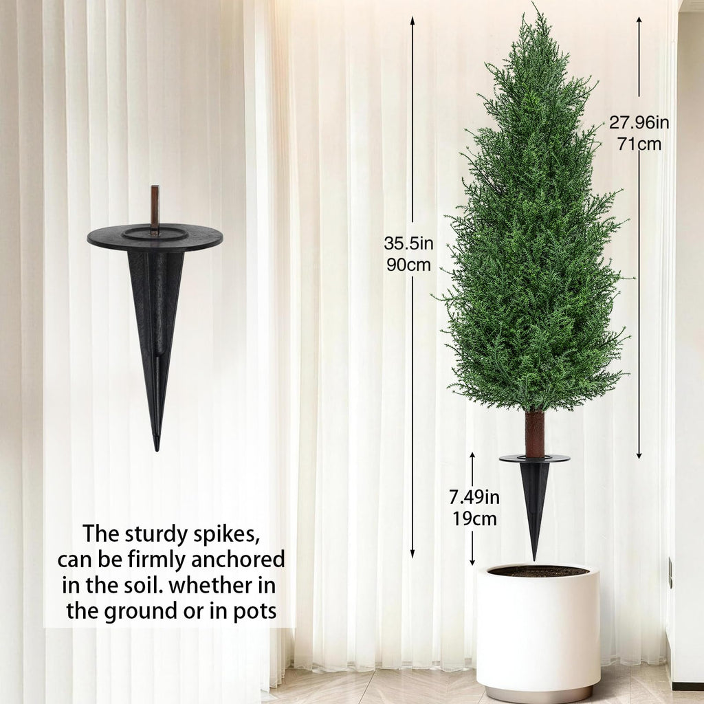 3FT Artificial Cedar Topiary Trees Realistic Fake Plants with Ground Spike