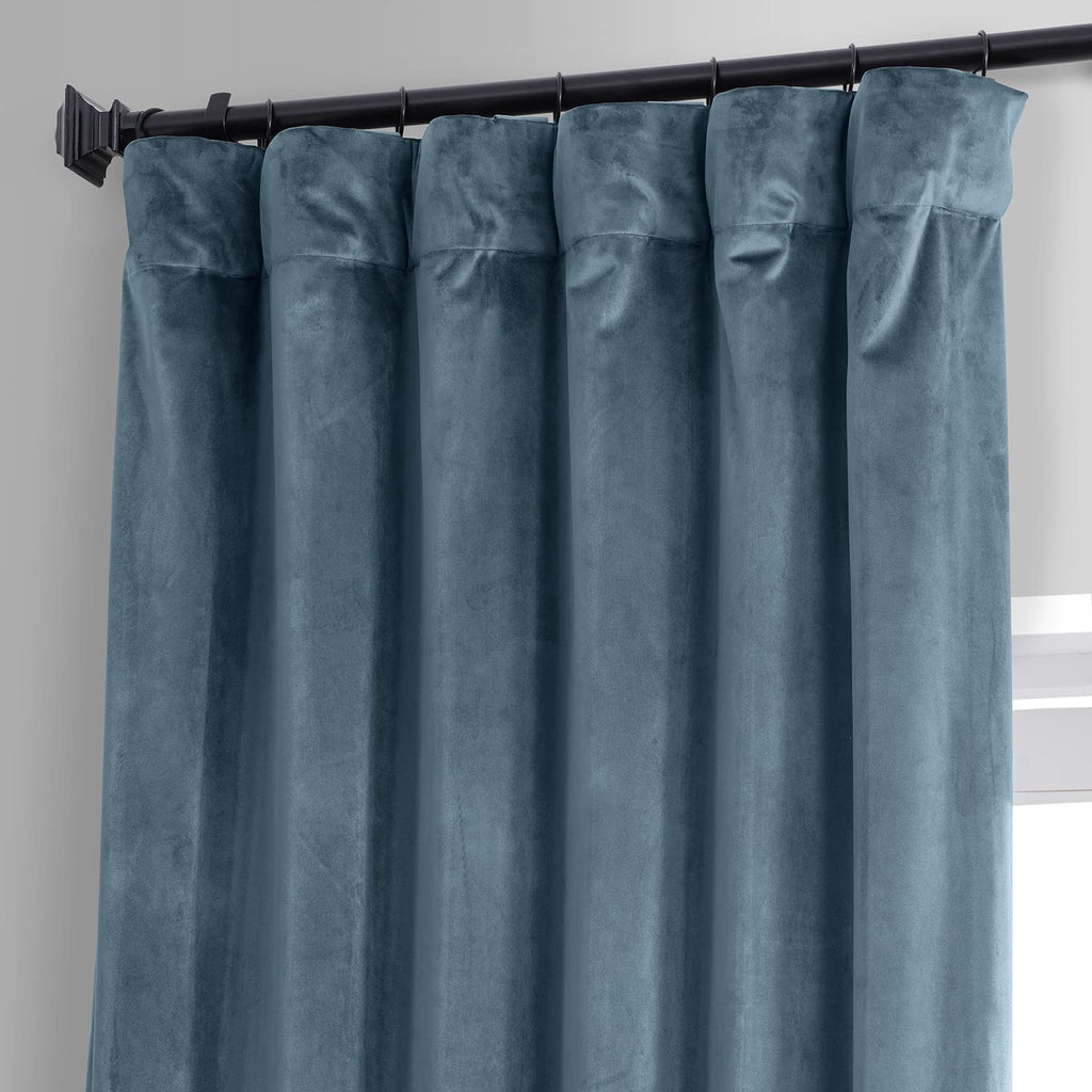 Plush Velvet Blackout Curtains (1 Panel) 50W X 96L, Oxford Blue
