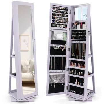 Swivel Jewelry Armoire with Full Length Mirror, Lavender