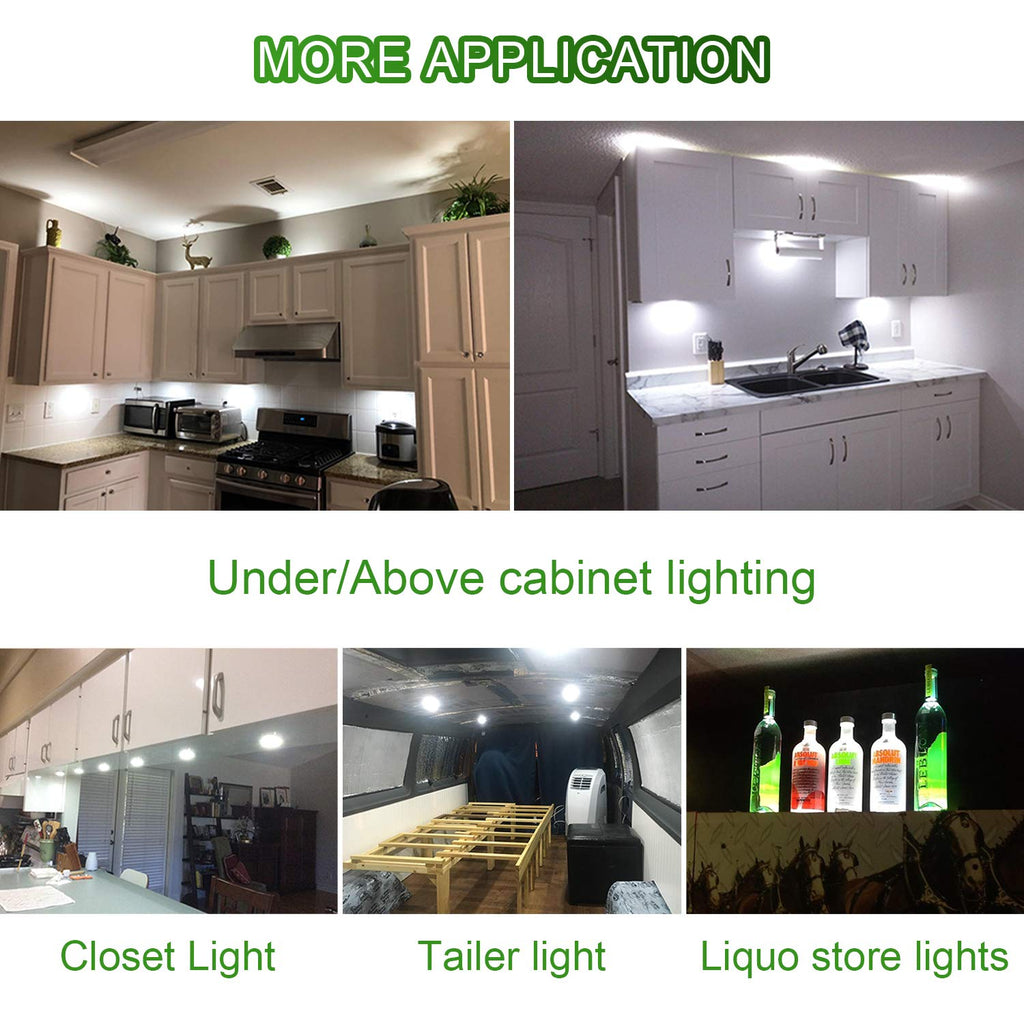 Under Cabinet LED Black Cover Puck Lighting Kit with Touch Dimmer Switch Cupboard Closet Lighting (3 Lights,Warm