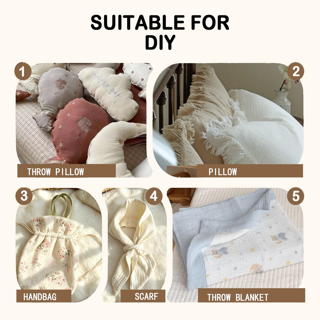 Double Gauze Cotton Fabric by the Yard - 53in Wide 107#-3Y