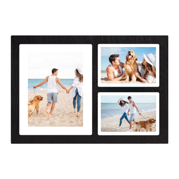 Collage Picture Frame for 8x10 and 2 5x7 Pictures Display, 3 Opening Family Photo Frames with Tempered Glass Wall