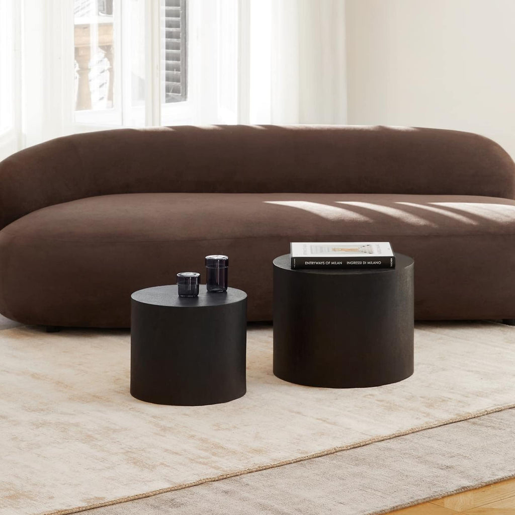 18.9" Black Nesting Coffee Set of 2, Modern Round Coffee Tables Circle Side for Small Space, Accent End Set, No