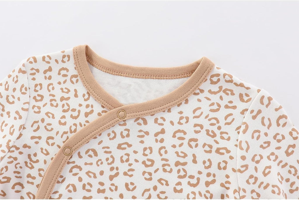 3 Pack Long Sleeve Baby Footed Rompers