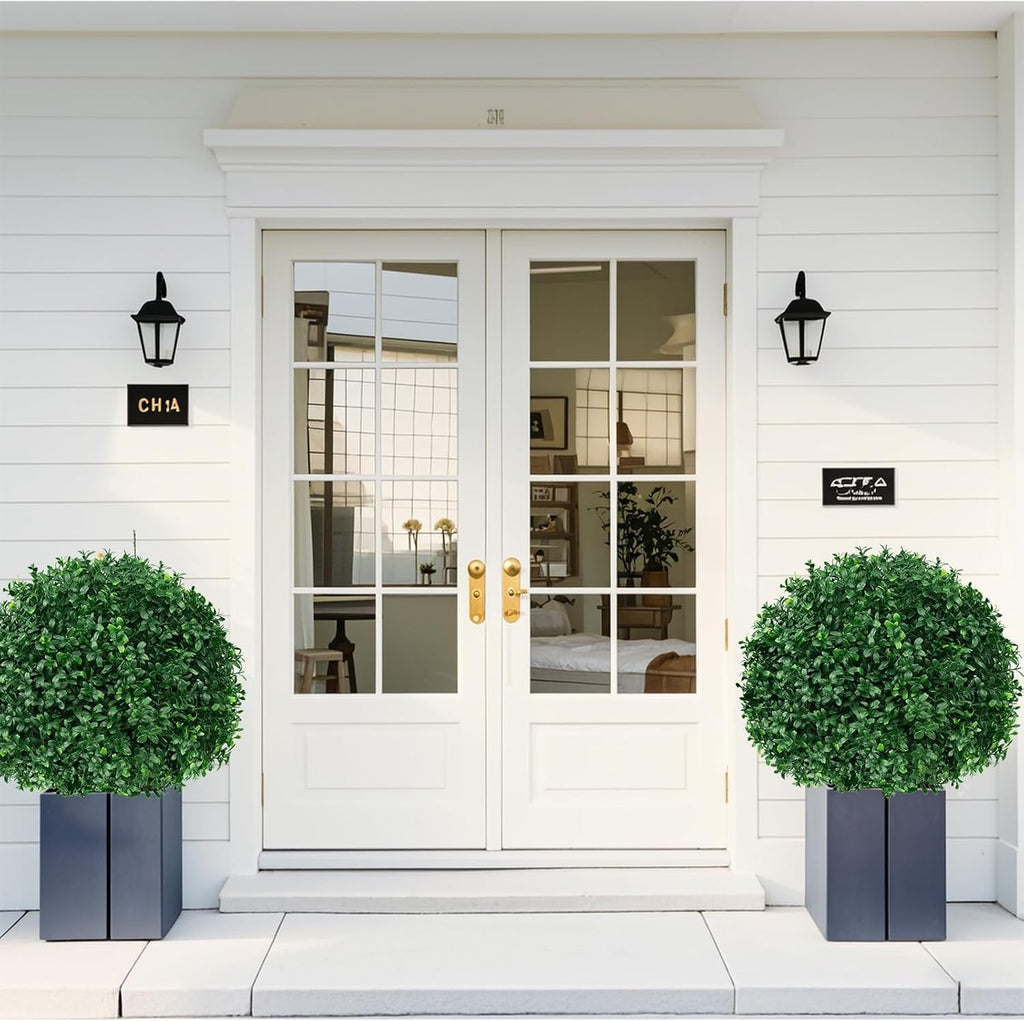 4Pcs Artificial Boxwood Topiary Ball Trees, Faux Boxwood Shrubs