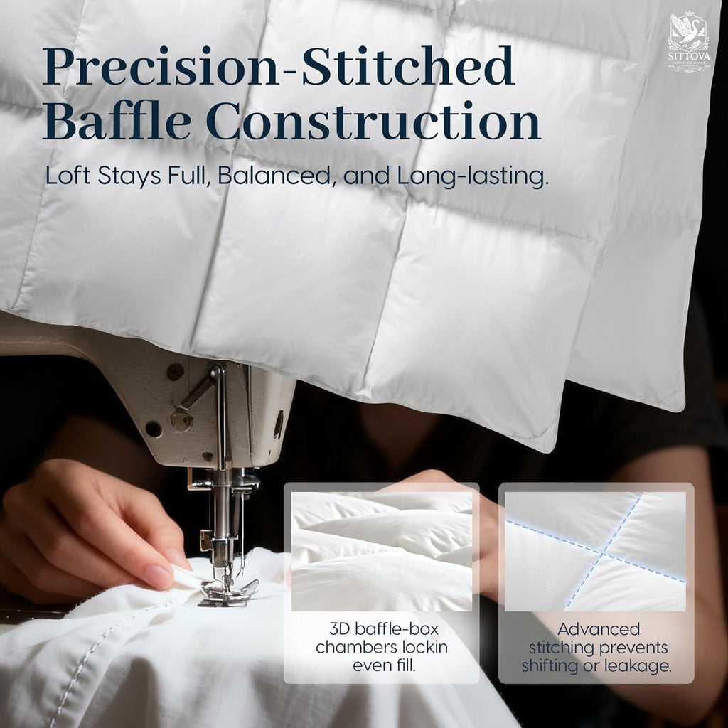 Goose Down Fiber Comforter King - All-Season Hotel Quality Duvet Insert, High Fill Power, Ultra Soft