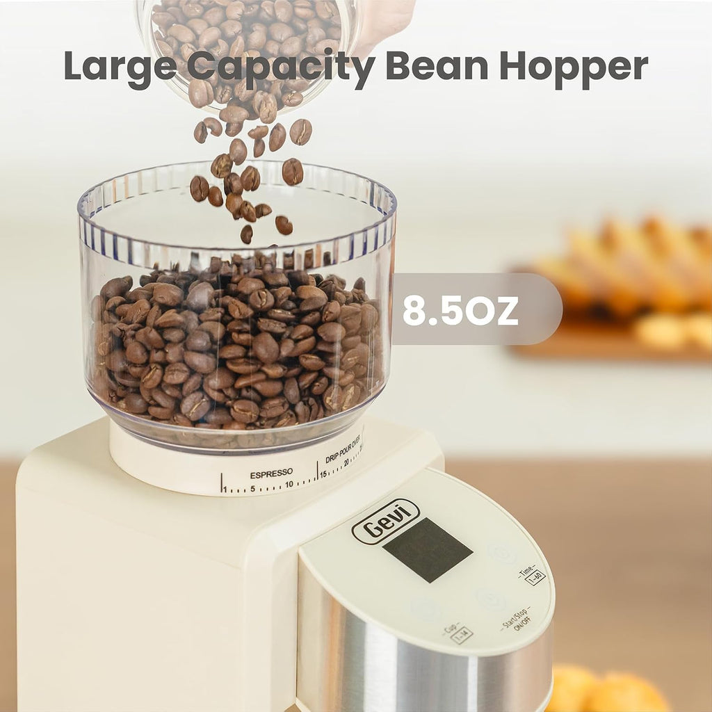 Burr Grinder,35 Grind Espresso Drip French Press,Anti-Static Beige | 35 Grind Levels for Espresso, Drip & French