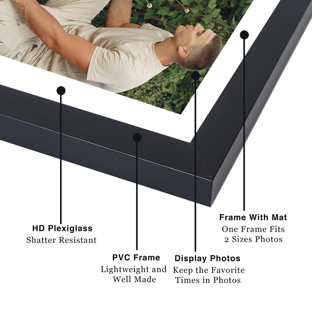 5x7 Picture Frame with 4x6 Mat Set of 6, Display Photo 4x6 with Mat or 5x7 without Mat, 5 by 7 Wall Poster Photo