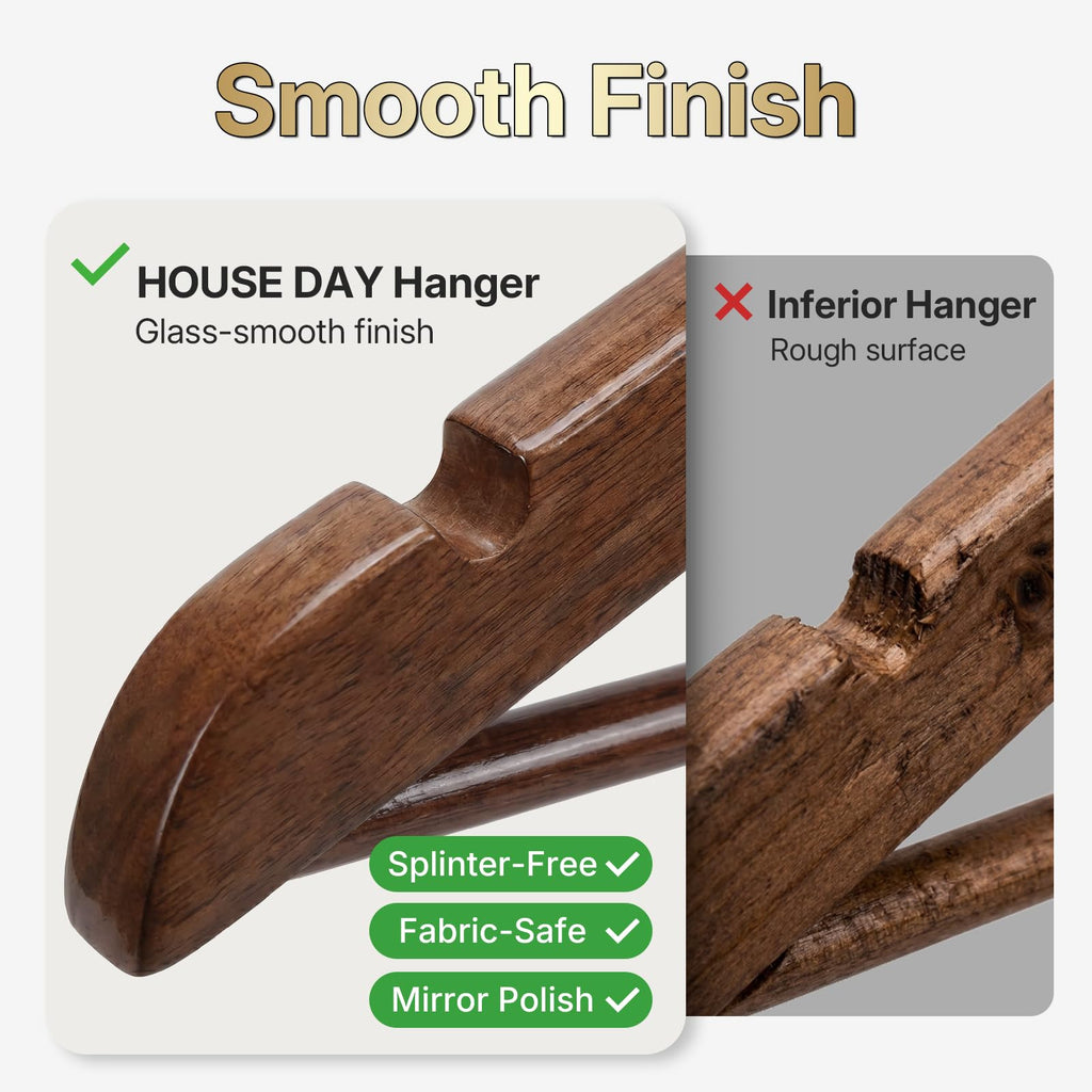 Premium Wooden Hangers 30 Pack, 17.5" Smooth Wood Clothes Hangers