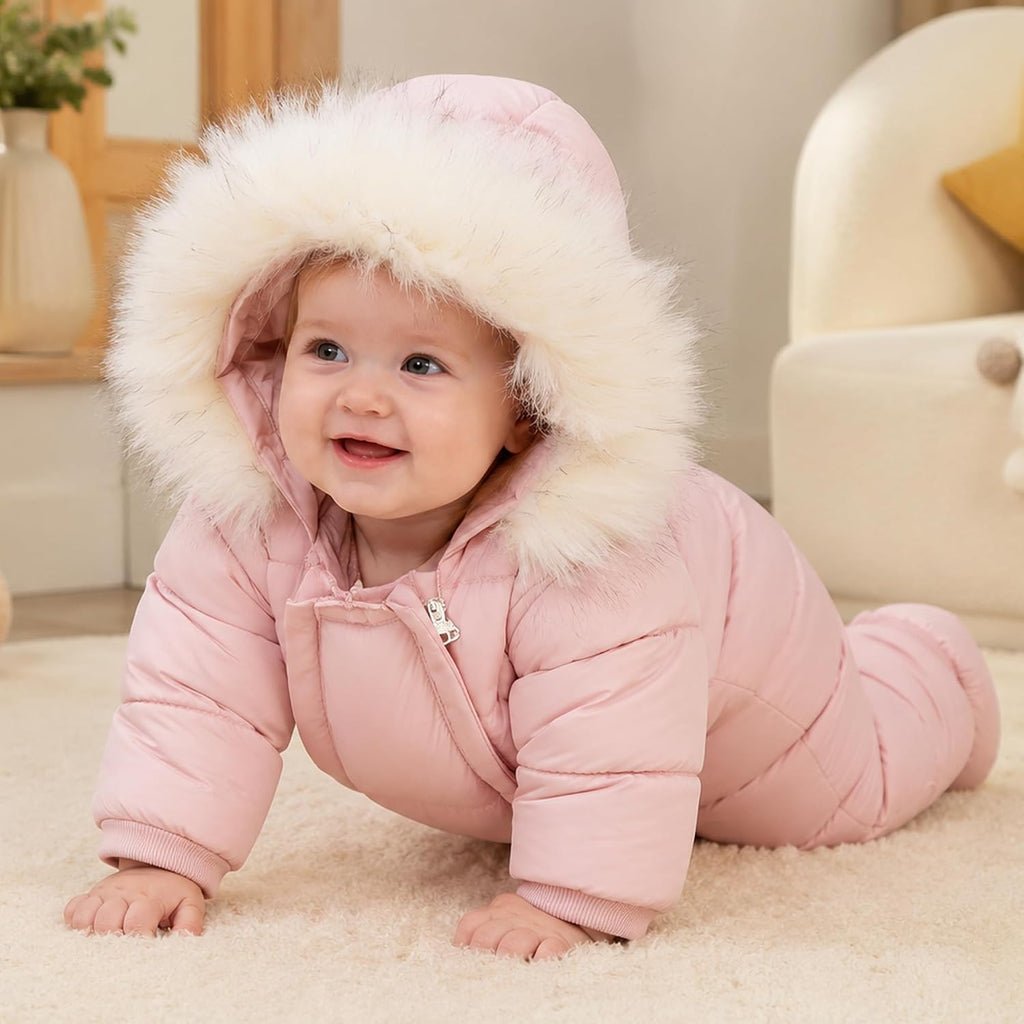 Baby Girl Boy Snowsuit Cute Down Jacket Hooded Romper Light Puffer Padded Jumpsuit Infant Winter Outwear