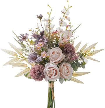 16-inch Artificial Fake Flowers Silk Table Arrangements Faux Plastic Floral Centerpieces Kitchen with Roses - Set of 80