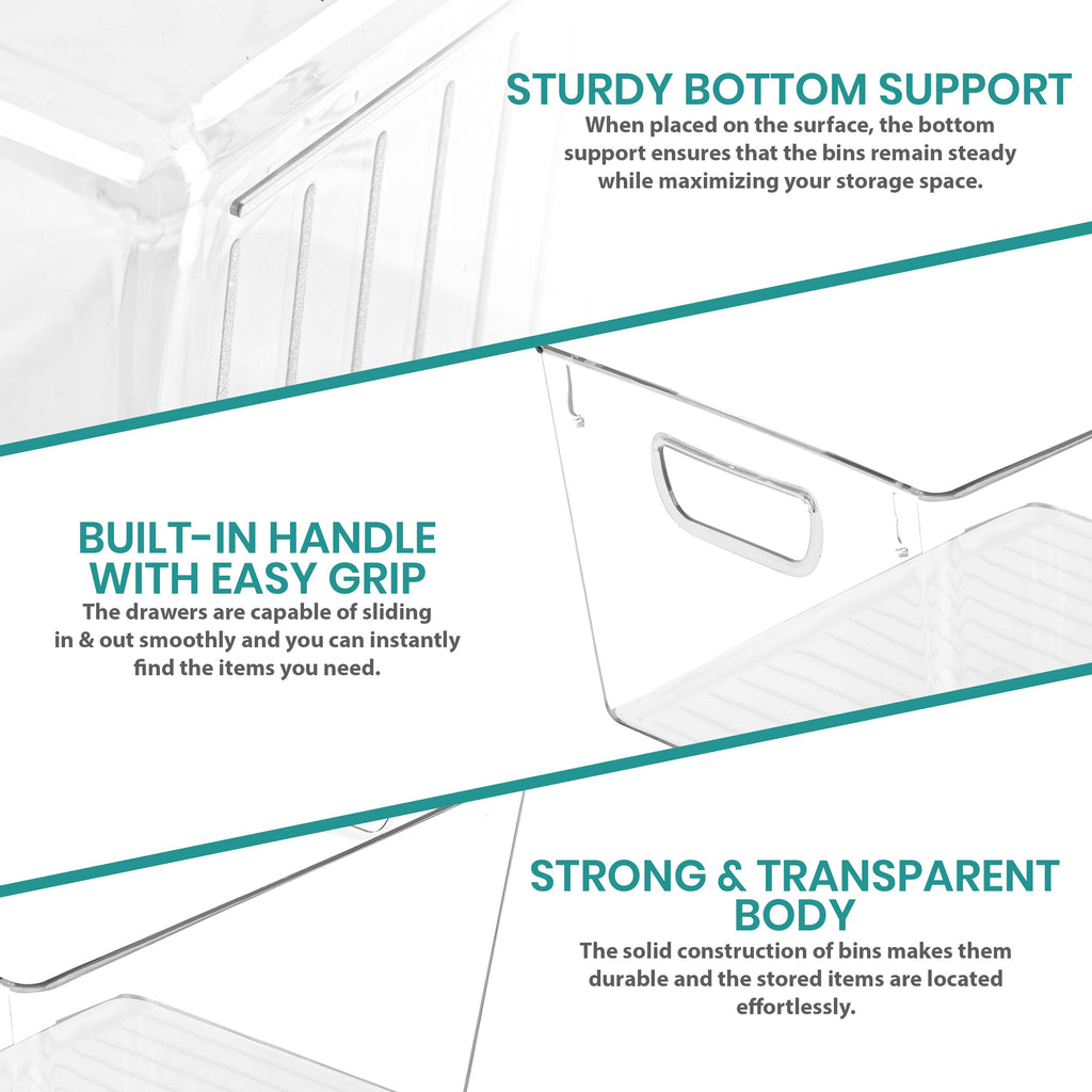 Pantry Organizers and Storage Bins, 6 Pack, Large, Clear