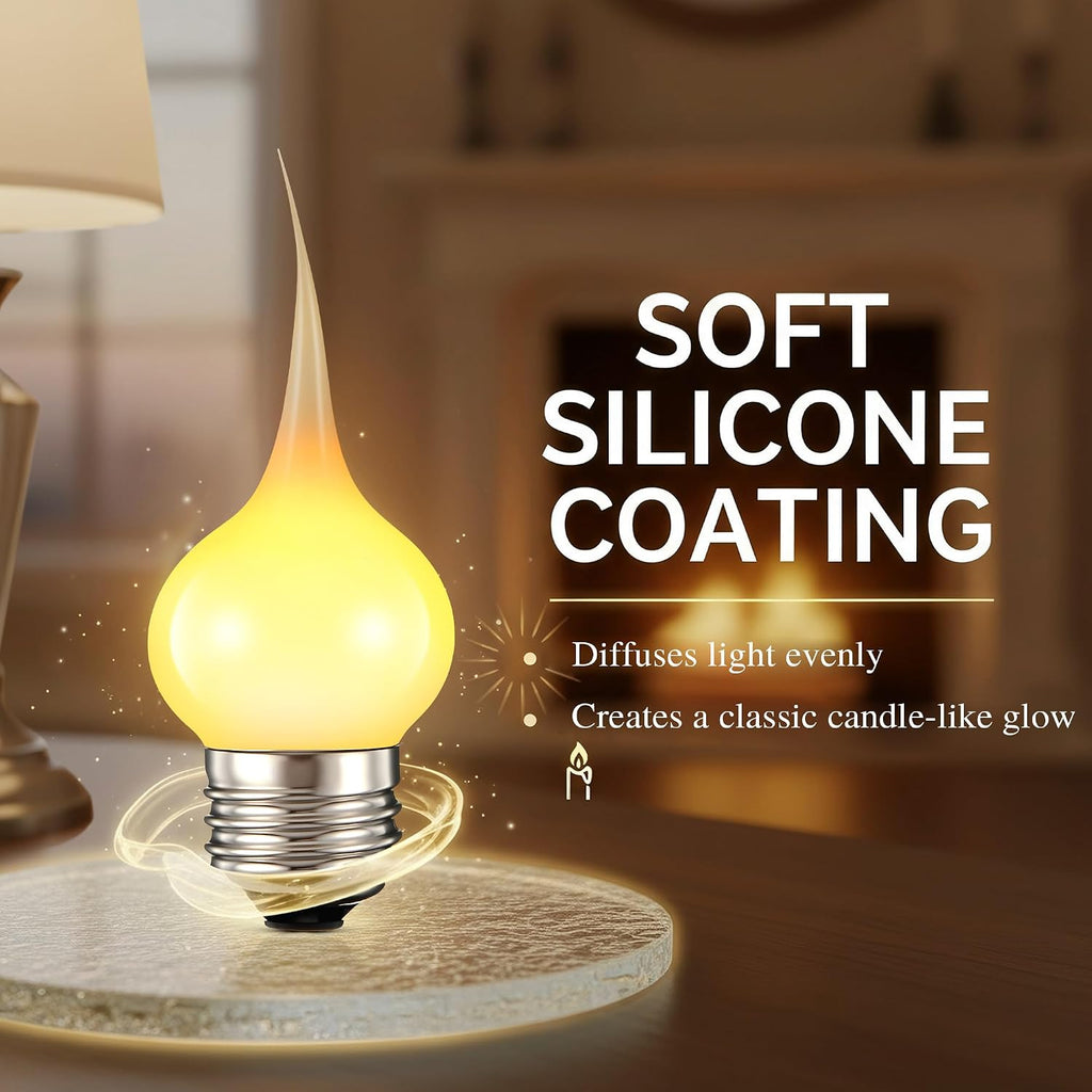 10 Pcs S11 Silicone Dipped Candle Light Bulbs,Pearl Finish Exterior