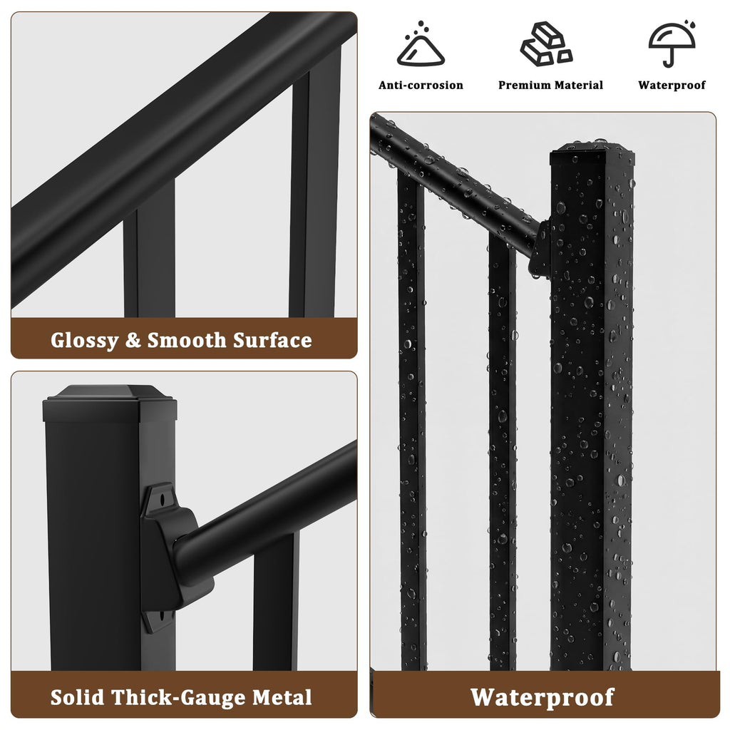 36 in x 4 Ft Modular Black Stainless Steel Stair Railing Kit