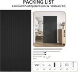 42"x84" Concealed Sliding Barn Door with Soft Close Hardware Kit, Black Hidden Door for Opening 38"-