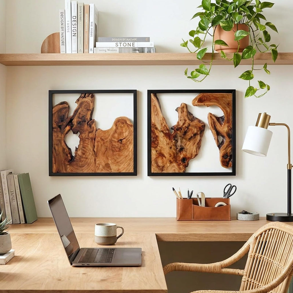 Cedar Wall Sculptures, Set of 2, Live Edge Wood Art