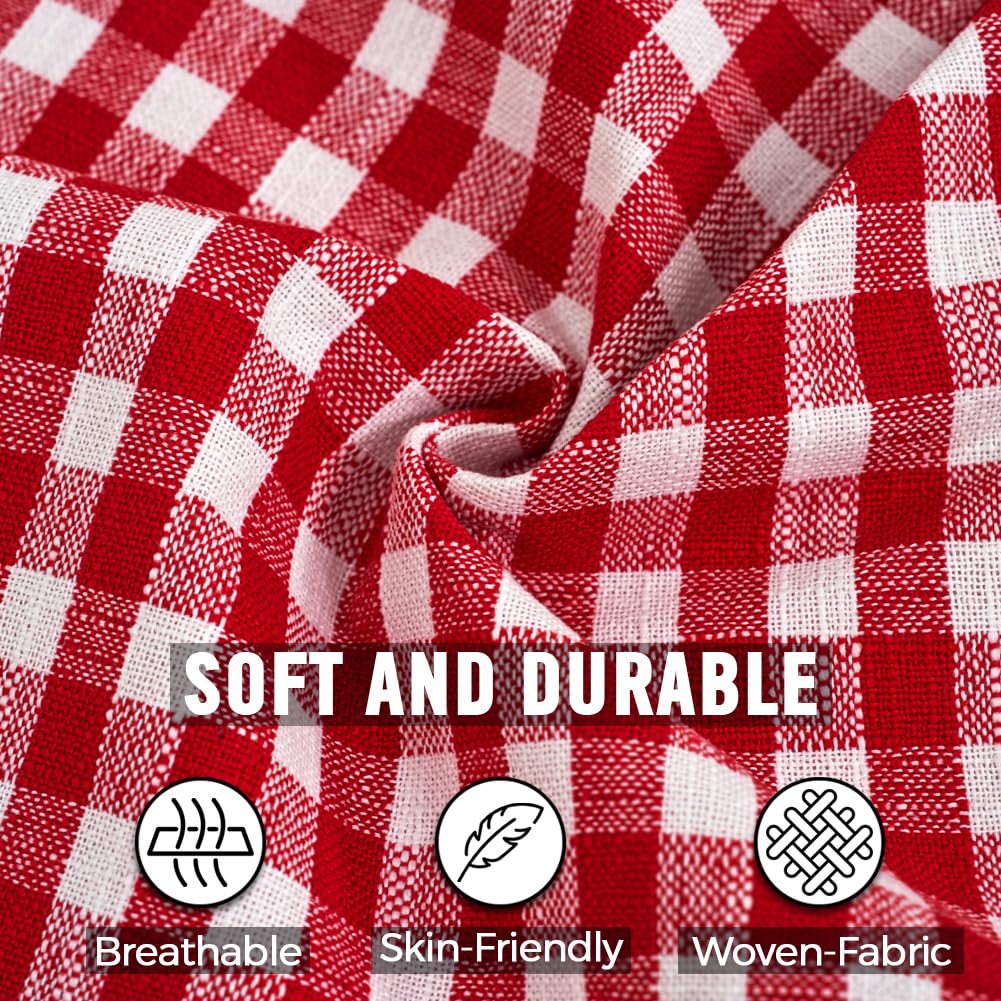 Red and White Outdoor Christmas Gingham Plaid Throw Pillow Covers 18x18