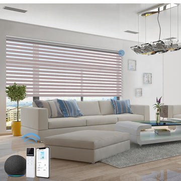 Smart Motorized Zebra Shades with Alexa (Champagne Grey)