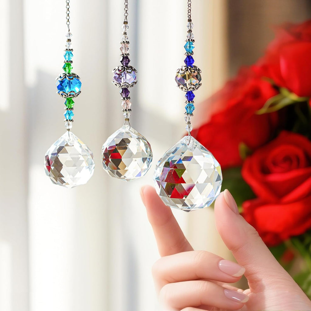 3 Pcs Clear Crystal Ball Prism Suncatcher Rainbow Maker Window Decor - Clear Crystal Ball Prism Suncatcher Rainbow