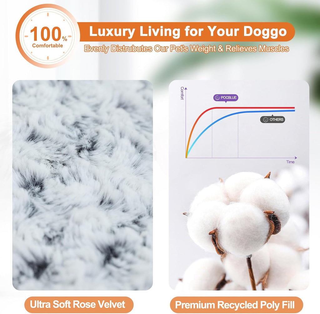Deluxe Washable Dog Bed for Large Dogs Dog Crate Mat 35 Inch Comfy Fluffy Kennel Pad Anti-Slip for Dogs Up to 60 lbs
