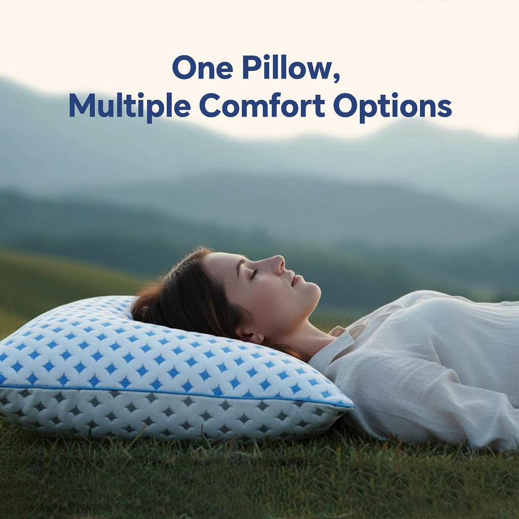 King Size Pillows Set of 2, Cooling Shredded Memory Foam Pillows | Adjustable Loft, Balanced Support, Medium Firm