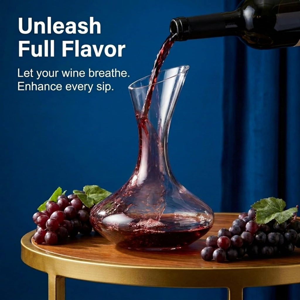 Wine Decanter Carafe, Hand Blown Wine Decanter Aerator - Wine Gifts