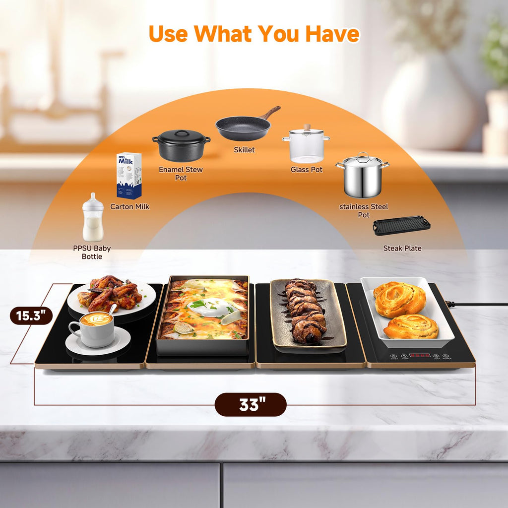 Electric Warming Tray Kitchen Appliance, 4-in-1 Buffet Warmer