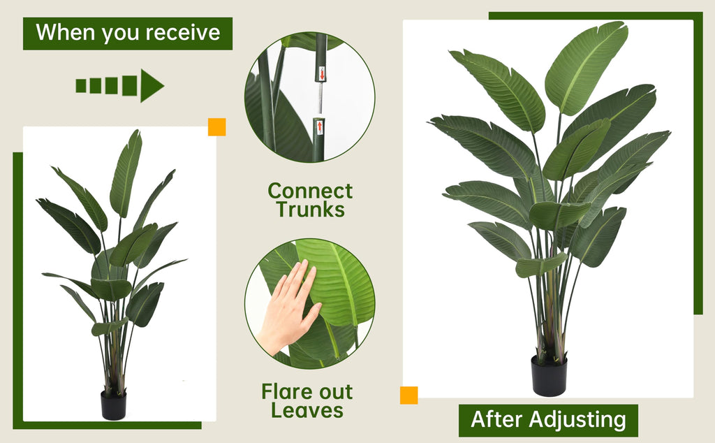 Artificial Bird of Paradise Tree 6FT 13 Thick Matte Texture Leaves