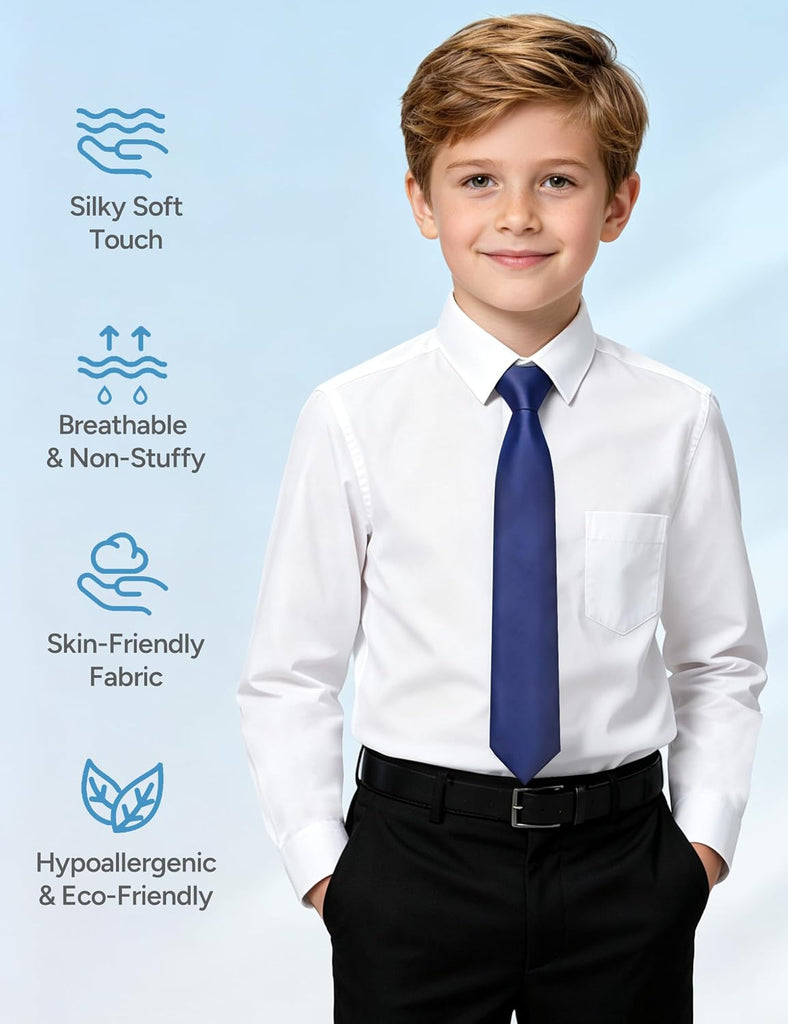 Boys Long Sleeve Dress Shirts with Tie, Regular & Husky
