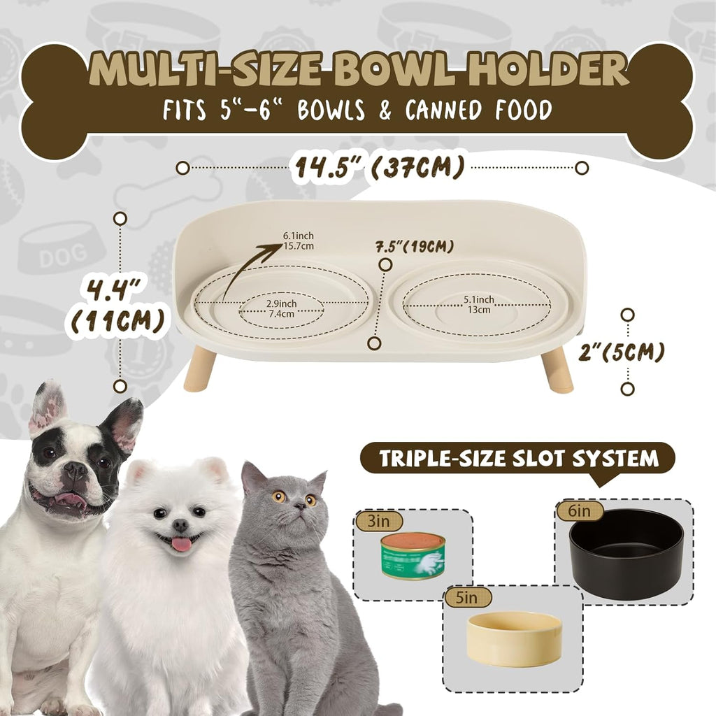 Raised Dog Feeder Bowl Stand (Without Bowls), Fits Dish up to Φ 6"