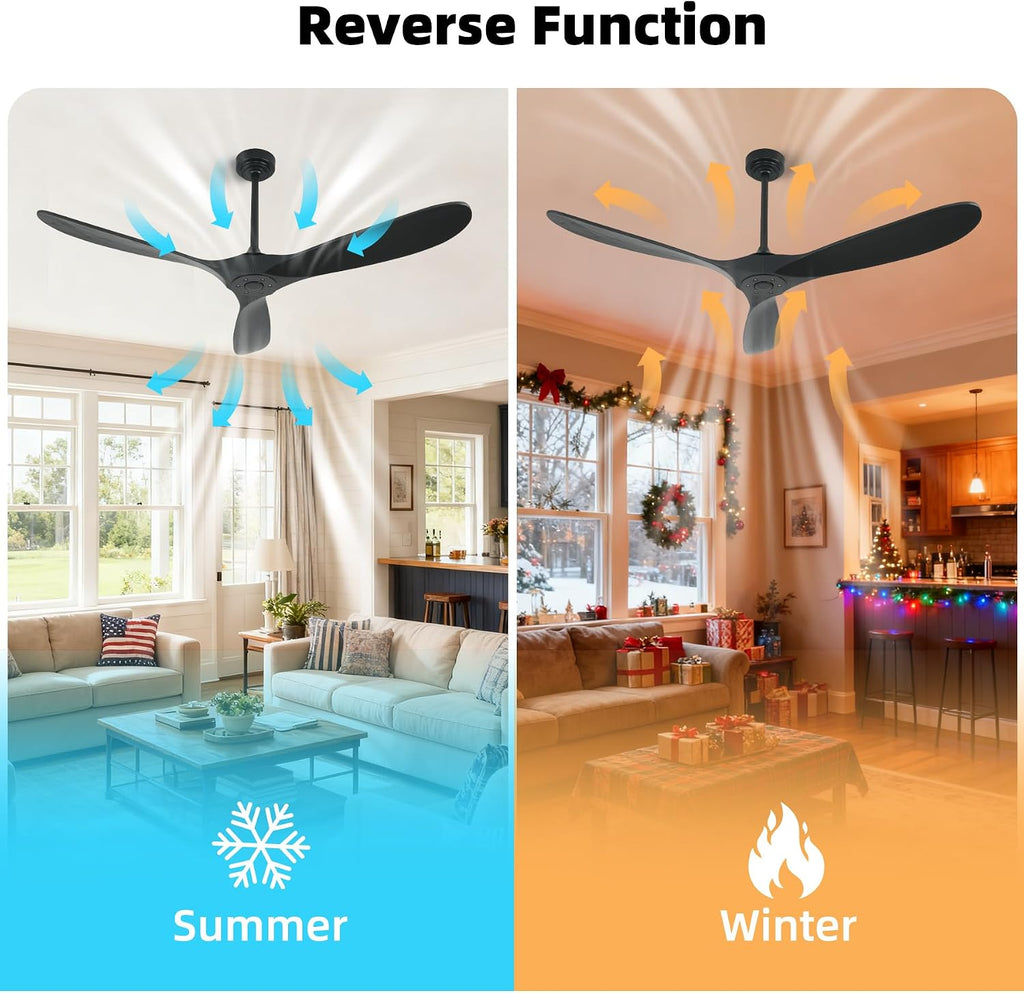 Outdoor Ceiling Fan Without Light, 60 Inch Smart Ceiling Fan with Remote & Voice Control for Compatible with