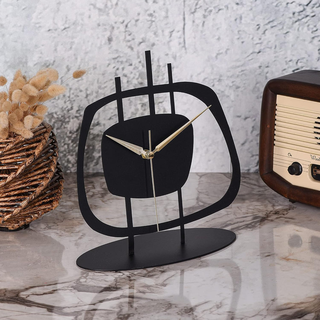 Table Clock Office, Bedside, Kitchen | Silent Running Night Shelf Analog Desk Clock with 8 x 9 inch Size | Decorative