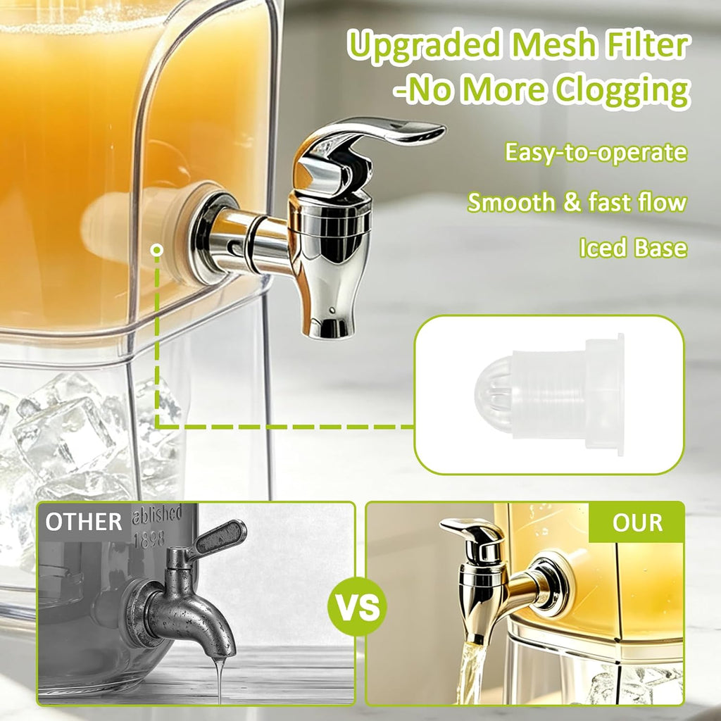 Gallon Drink Dispenser for Parties, Plastic Beverage Dispenser with Stand & Fruit Infuser - Set of 2