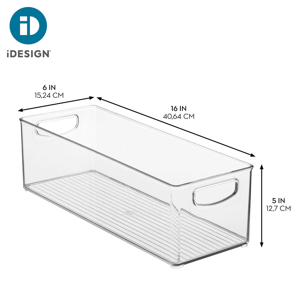 Plastic Stackable Pantry Bin with Handles, Set of 2, Clear