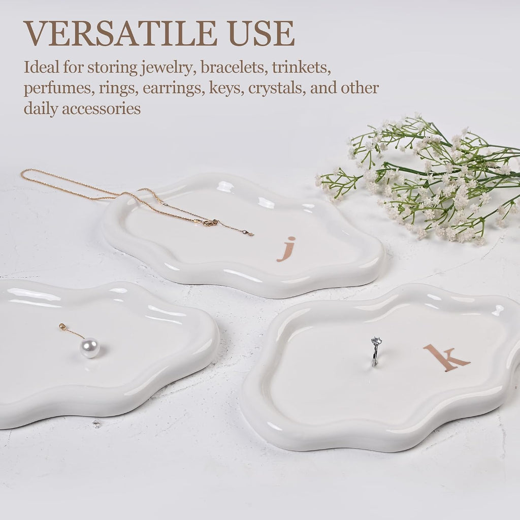 Ceramic Jewelry Large Decorative Cloud Tray, Trinket Dish (White)