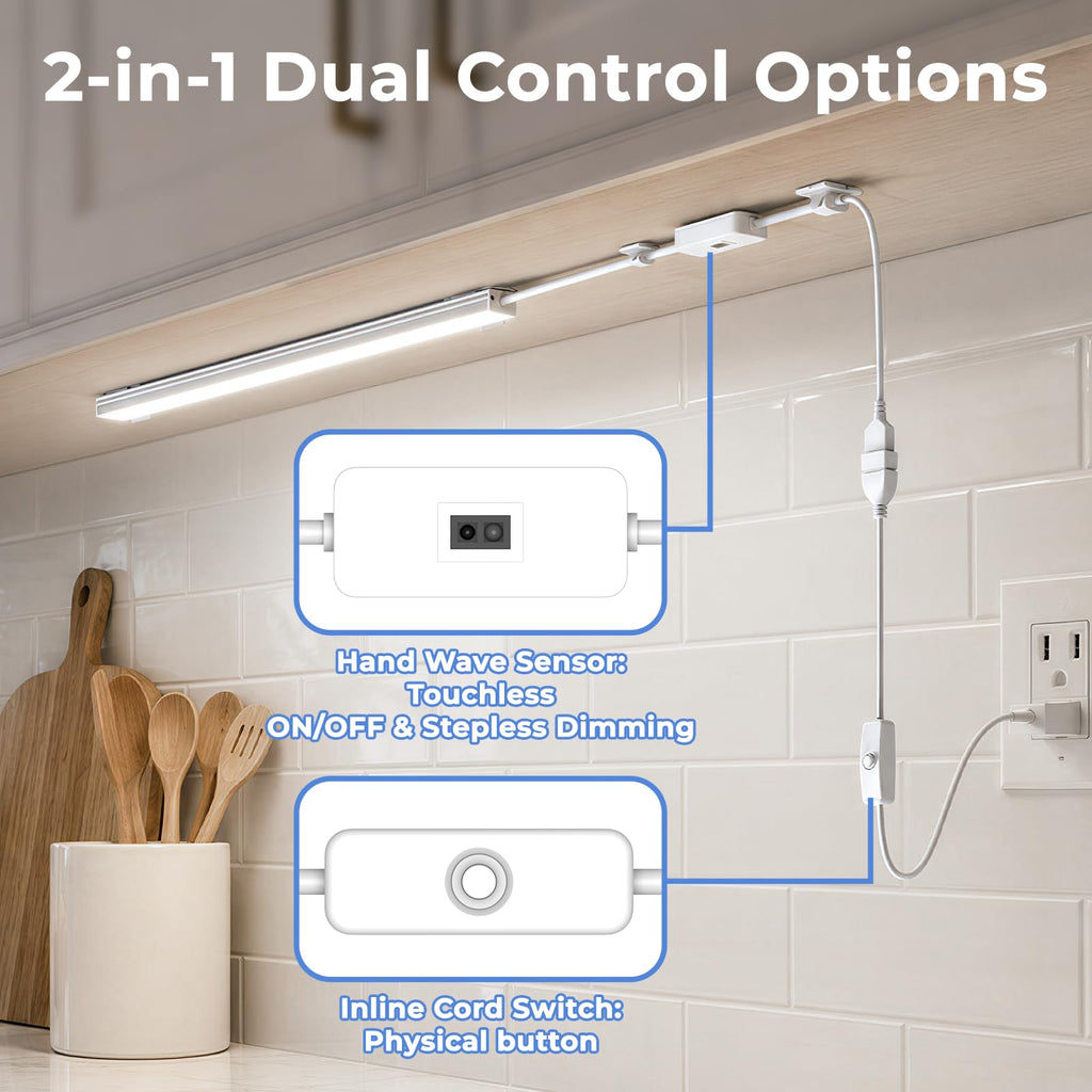 12in Plug in Under Cabinet Light Hand Wave Sensor Kitchen Light