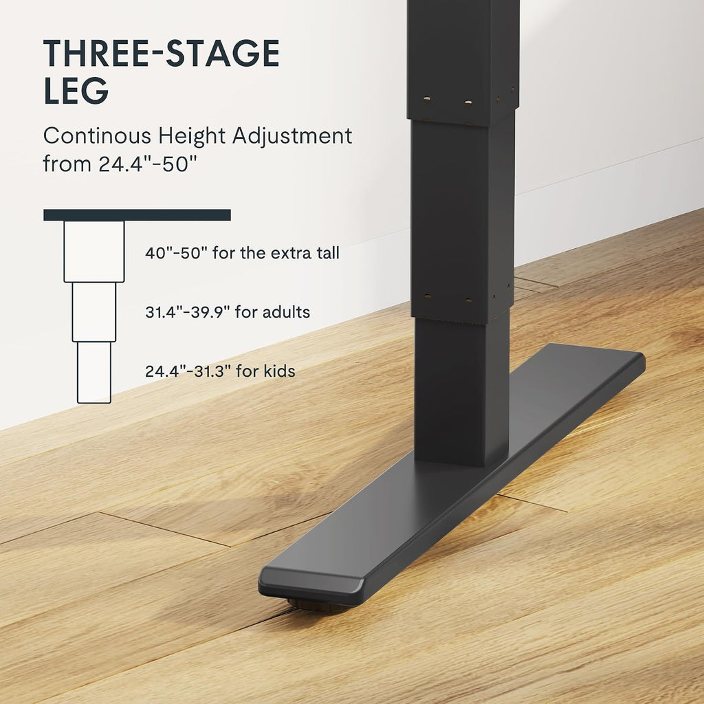 E6 MAX Bamboo 60x30 Inch Dual Motor 3-Stage Heavy Duty Standing Desk, 330lbs Weight Capacity, Height Adjustable Desk