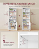 Bookshelf, 6-Tier Tall Bookcase, Book Shelf with Doors, Open Storage Shelf
