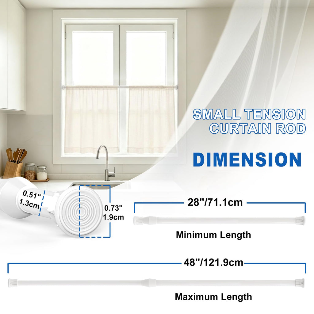 4 Pack Small Tension Curtain Rod, Short Adjustable Extendable