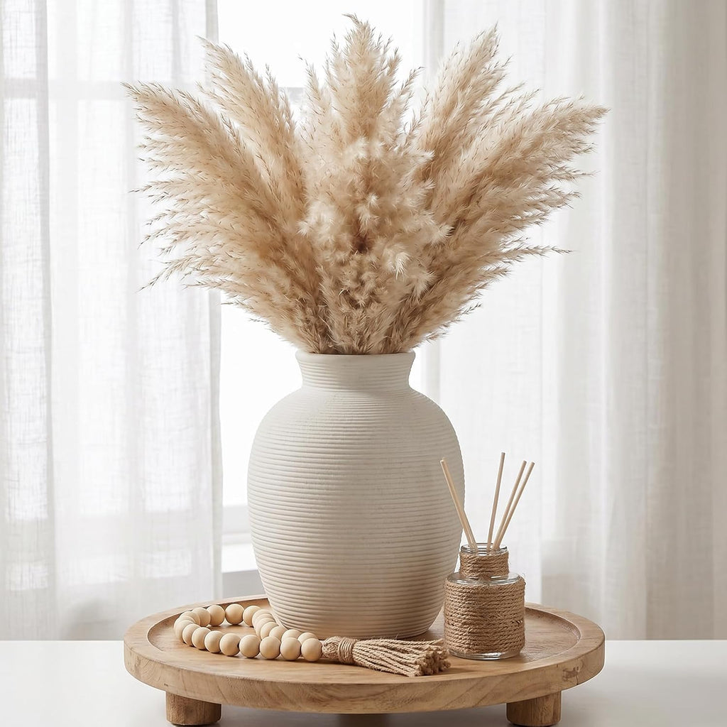 Ceramic Vase Home Decor, 8in White Waterproof Pottery Vases, Flower Terracotta Vases